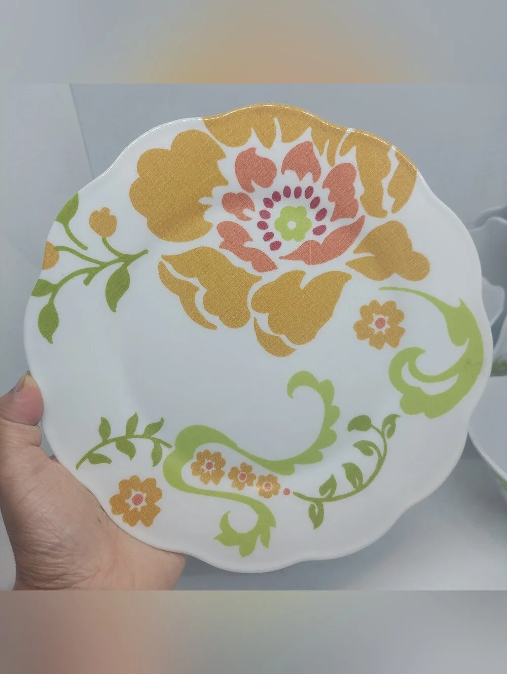 Better Homes Gardens Floral Citrus Plastic Dinnerware Salad Plates Bowls Lot 8